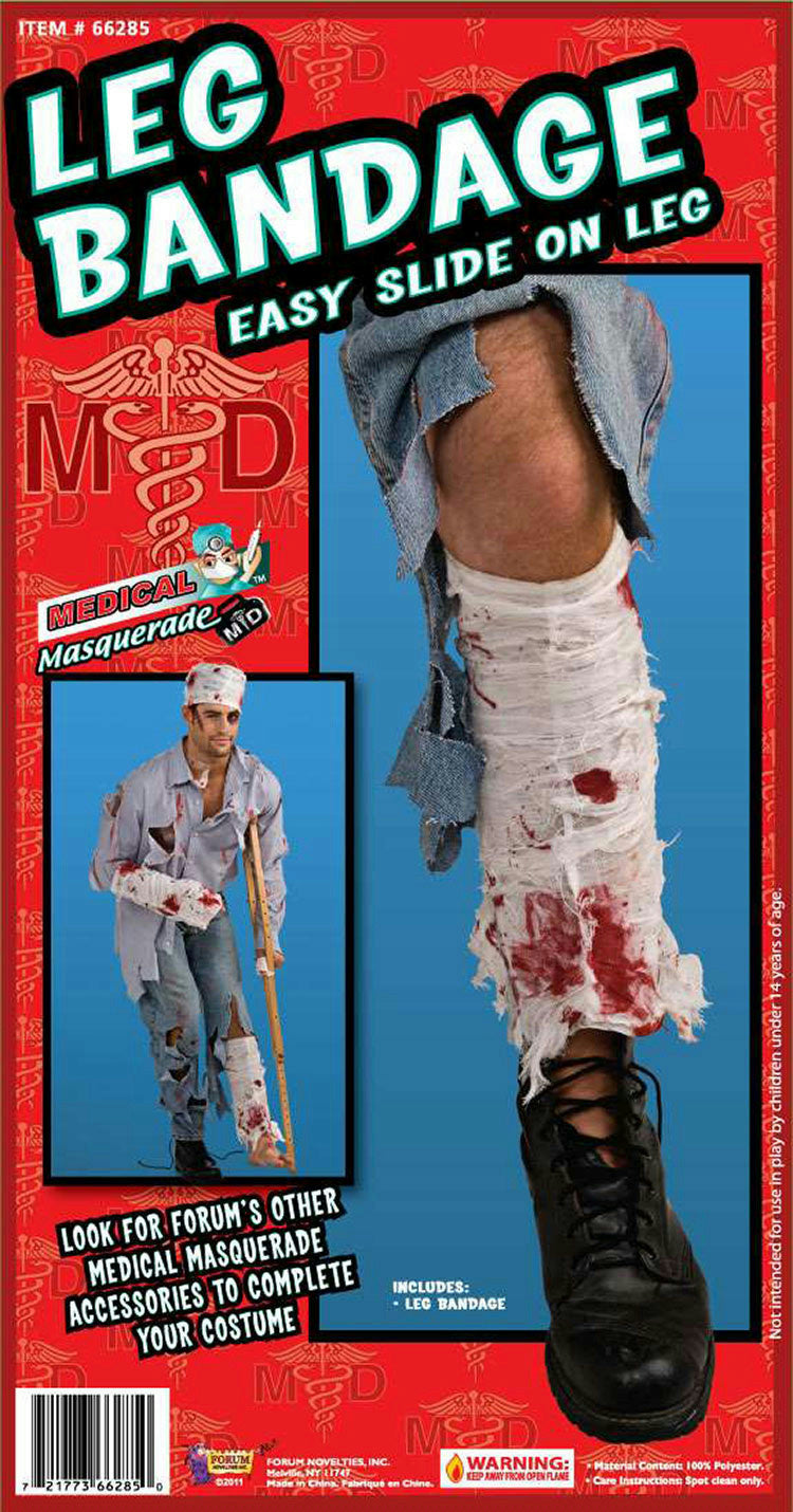 Bloody Leg Bandage Wound Zombie Costume Accessory Gag Prank Joke Prop