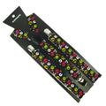 Adjustable Black with Neon Skull Print Suspenders