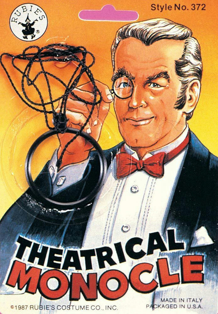 Theatrical Glass Monocle with Clear Lens 1920s Detective Costume Accessory