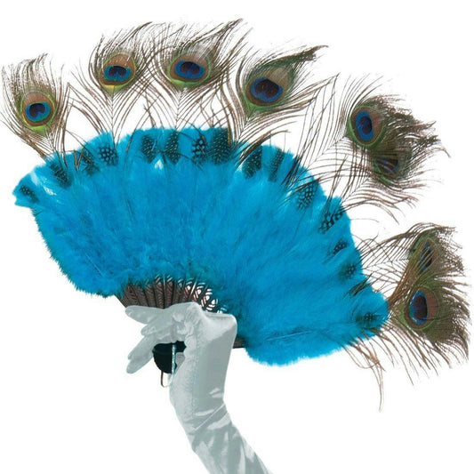 Peacock Tail Feather Handheld Fan Costume Accessory