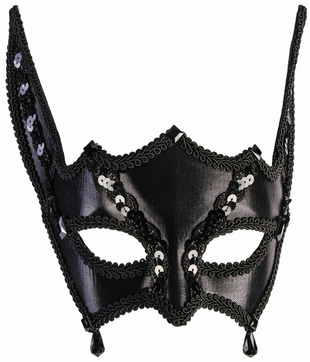 Black Bat Sequin Masquerade Eye Mask Costume Accessory