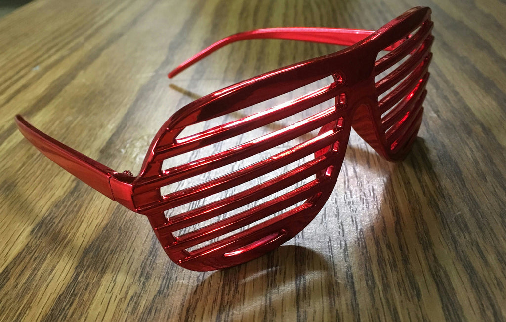 Red Metallic Lensless Shutter Blinds Style Party Frame Cool Fashion Eyewear