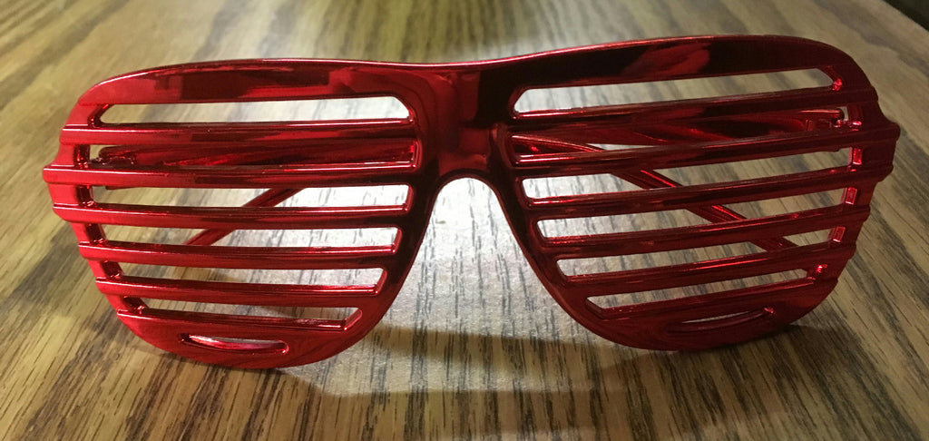 Red Metallic Lensless Shutter Blinds Style Party Frame Cool Fashion Eyewear