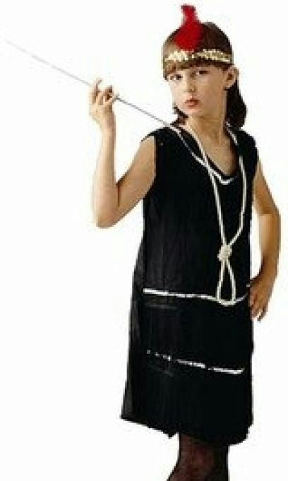Deluxe Sequin Black 20's Retro Fashion Flapper Costume Child Medium 8-10