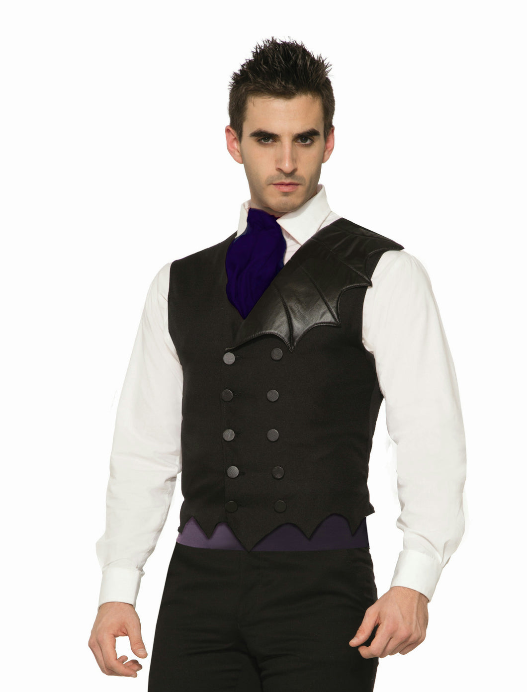 Black Bat Wing Button Up Costume Gothic Vest