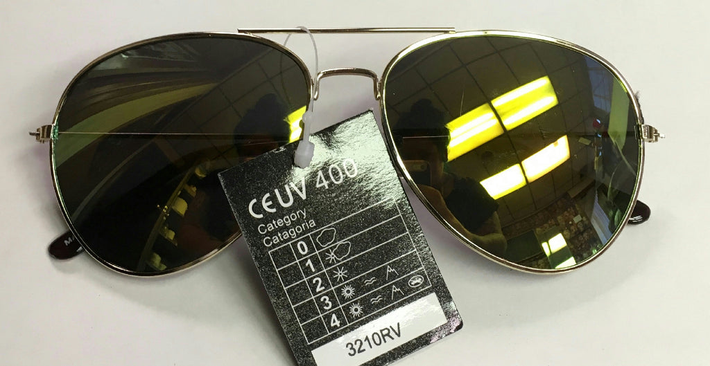 Aviator Laser Lens Yellow Orange Green Tint Lens Shades Sunglasses UV 400