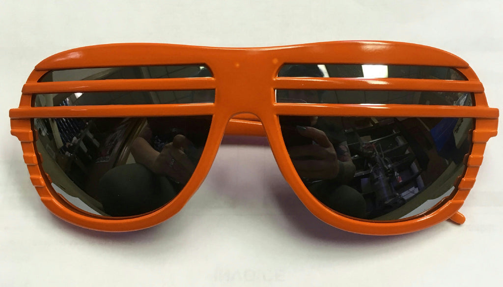 Orange Frame Half Shutter Shades Retro 80s Aviator Style Sunglasses Mirrored len