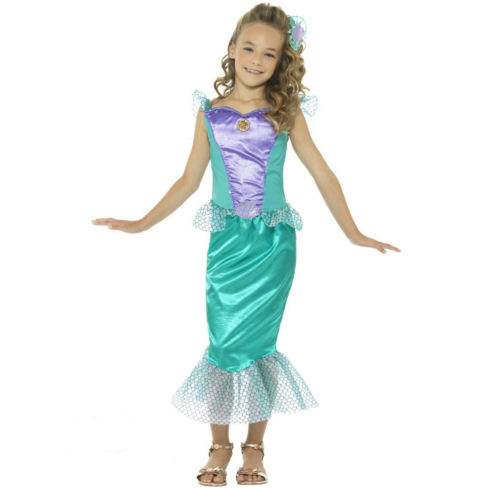 Smiffy's Girls Deluxe Little Mermaid Fairytale Fancy Dress Sz Small 4-6