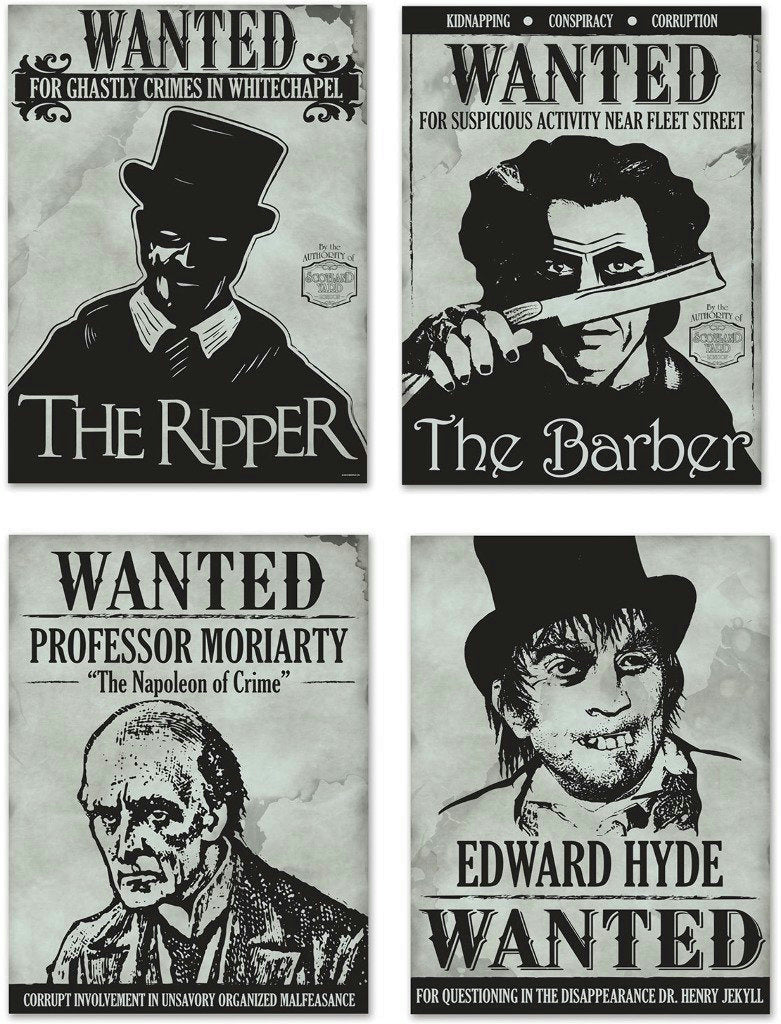 Sherlock Holmes Wanted Sign Cutouts Halloween Wall Door Paper Party Decor