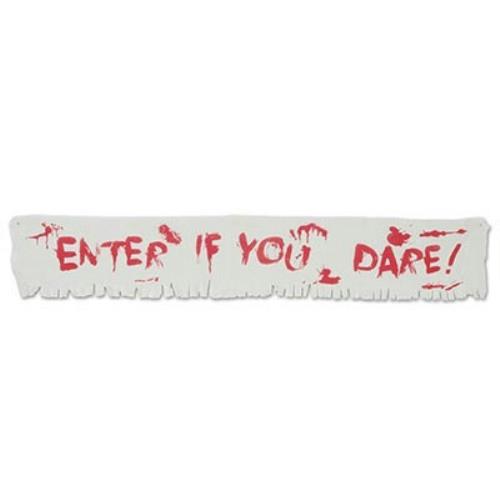 Enter If You Dare! Fabric Frayed Banner Halloween Decoration