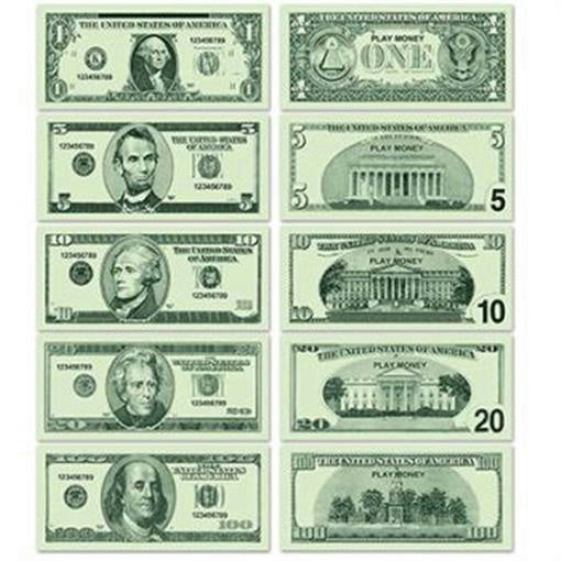 Casino Play Money 20 of each $1 $5 $10 $20 $100 Vegas Gambling Party Decoration