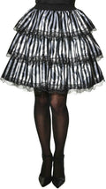 Womens Black and White Striped Tiered Ruffle Lace Detail Costume Skirt Accessory