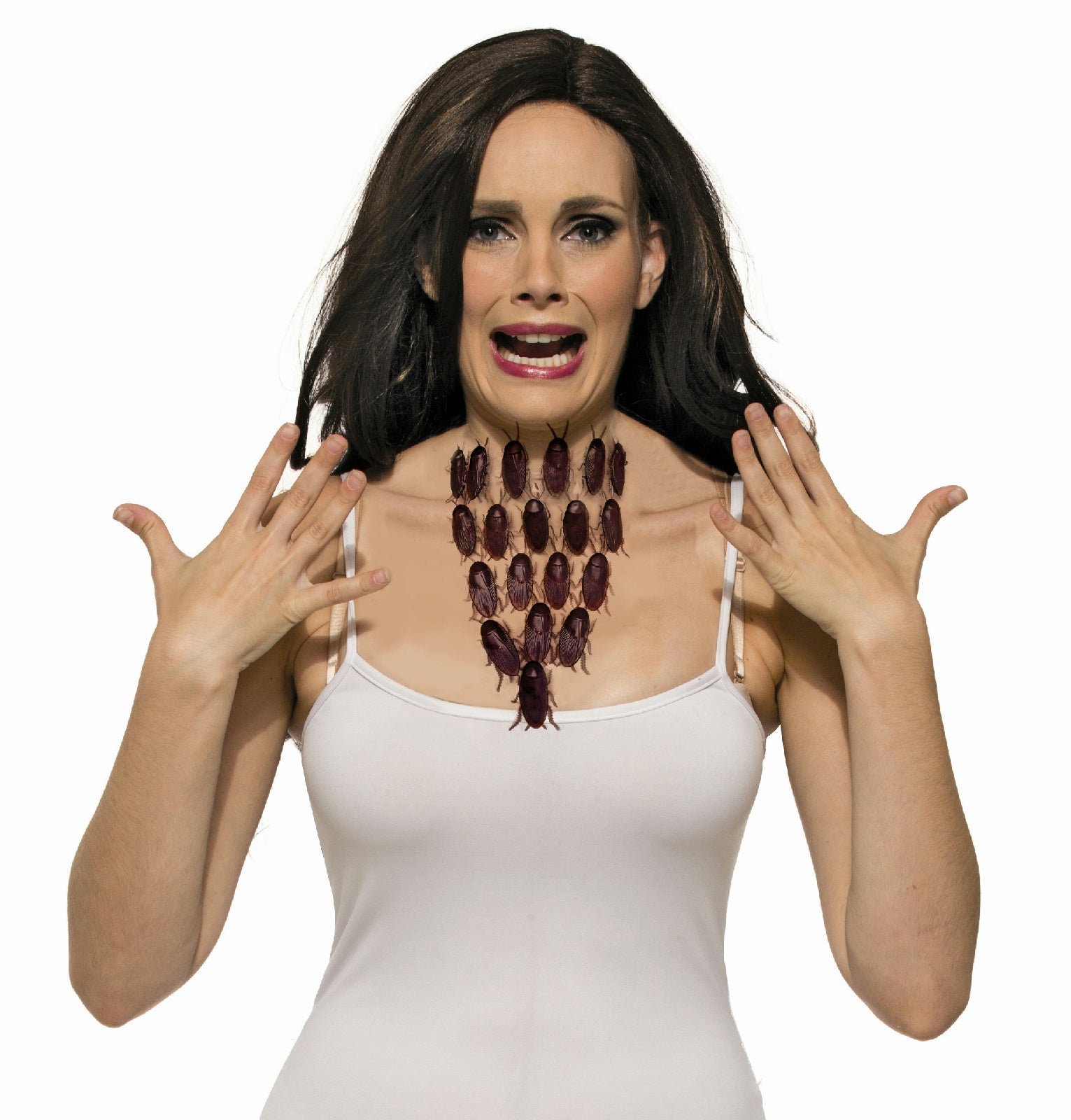 Creepy Crawly Cockroach Roach Necklace Halloween Gross Scary Accessory Realistic