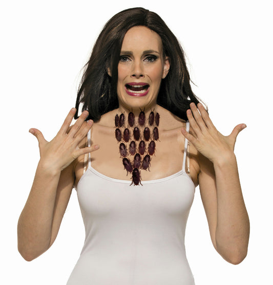 Creepy Crawly Cockroach Roach Necklace Halloween Gross Scary Accessory Realistic