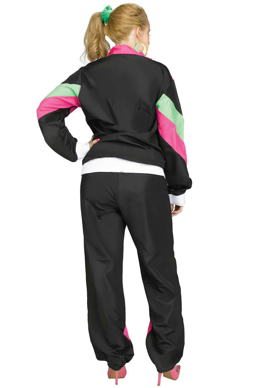 Women's 80's Retro Track Sweat Suit Adult Costume M/L 10-14