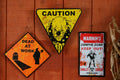 Metal Halloween Horror Yellow Caution Clown Road Sign Decoration