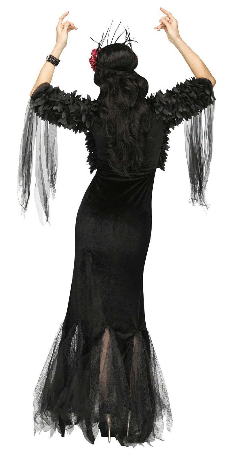 Fun World Women's Sexy Raven Mistress Adult Costume Gown Headpiece Small 4-6