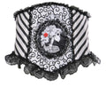 Black and White Lacy Ruffle Detail Skeletal Waist Cincher Costume Accessory