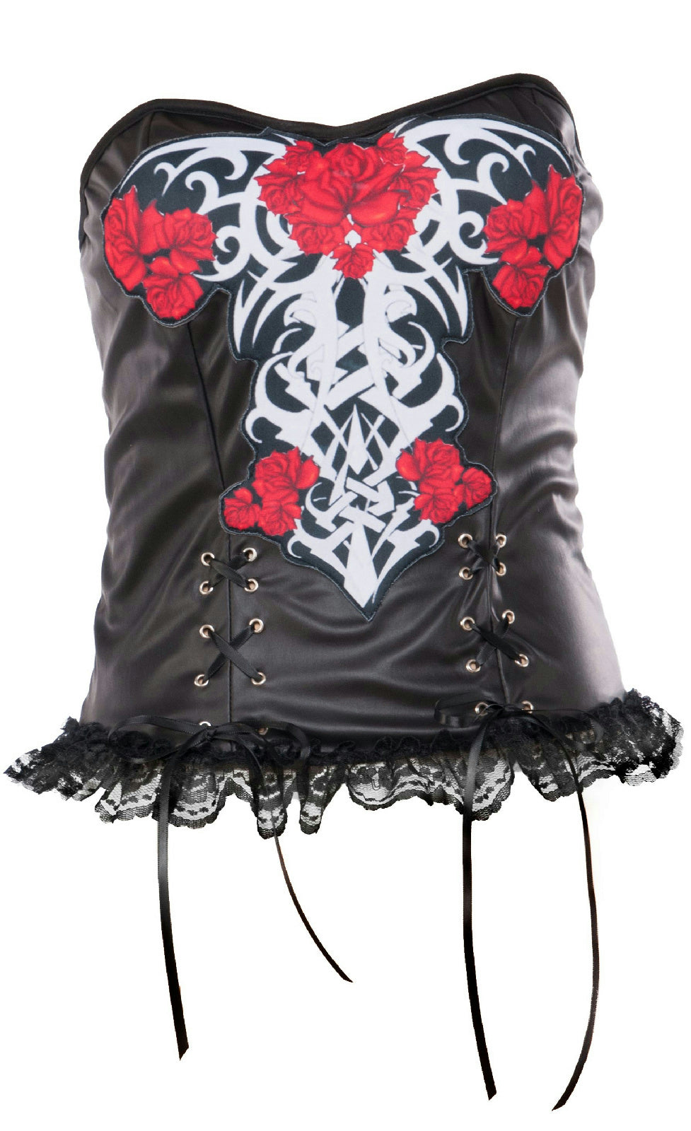 Black White Red Rose and Bone Bustier Costume Accessory