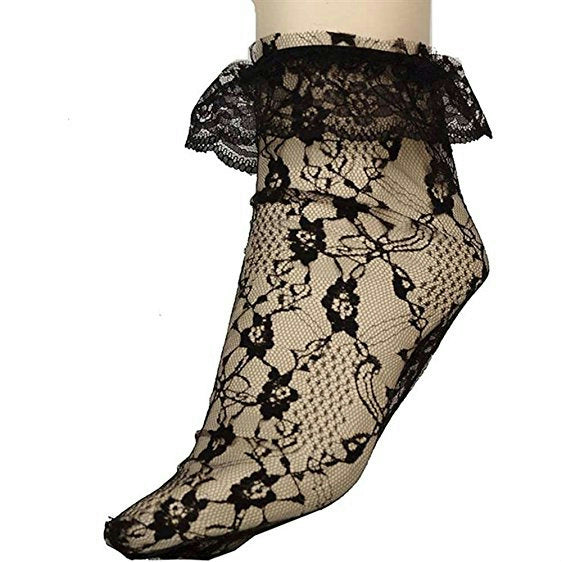 Black Lacy Ankle Socks 80's Accessory