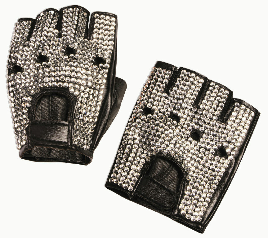 Diamond Covered Pop Star Adult Biker Gloves