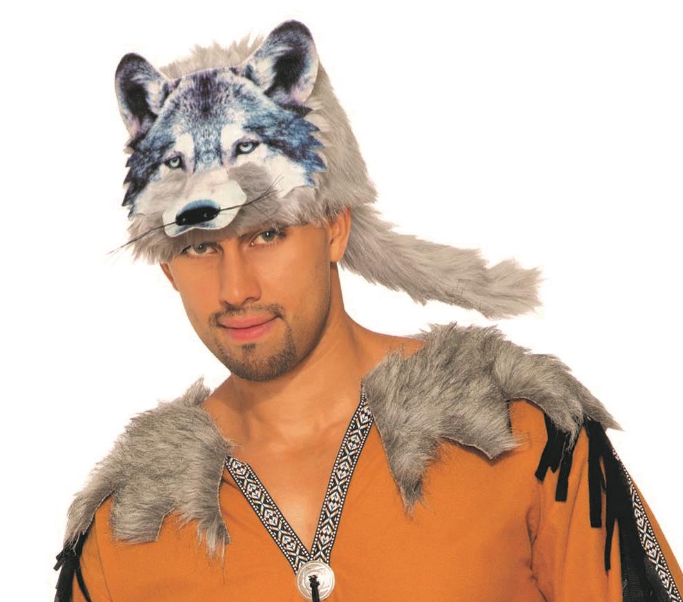 Wolf Hat 3D Screen Print Realistic Look Soft Face Hat Fun Fur Adult Or Child