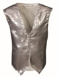 Silver Sequin Vest  Child Dazzle Dapper Accessory 1980s Up to Size 10