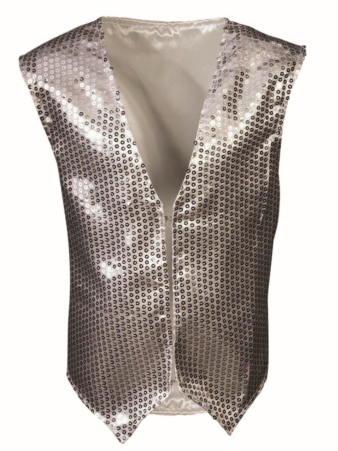 Silver Sequin Vest  Child Dazzle Dapper Accessory 1980s Up to Size 10