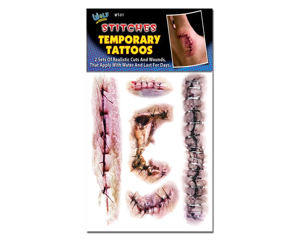 Very Realistic Temporary Stitches Wolf Novelties Fake Tattoos