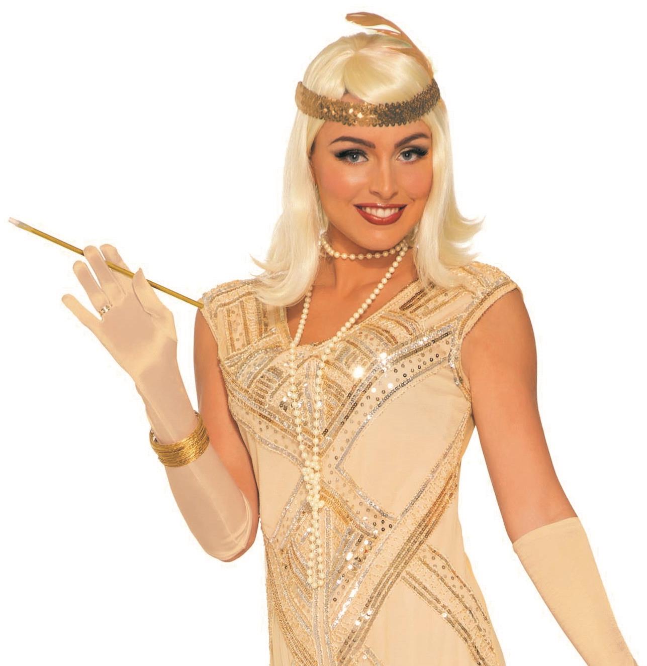 Beaded Beige Flapper Sexy Adult Costume Size MD/LG (8-12)