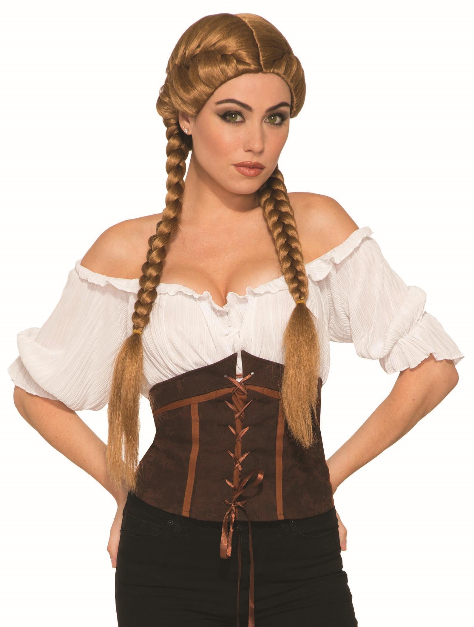 Brown Braided Oktoberfest Beer Garden Girl Wig