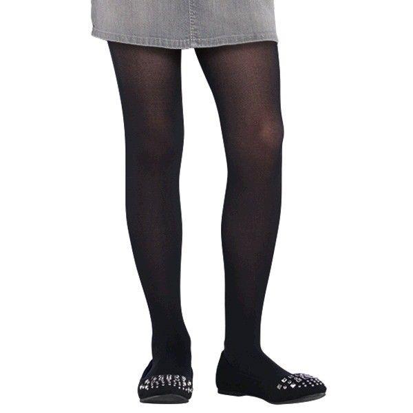 Golden Legs Little Girls Black Opaque Child Tights Pantyhose Accessory Size 4-6