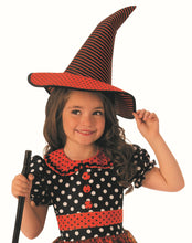 Load image into Gallery viewer, Orange and Black Polka Dot Witch Girls Costume Size Medium 8-10
