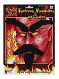 Devil Man Facial Hair Set Eyebrows Mustache and Goatee