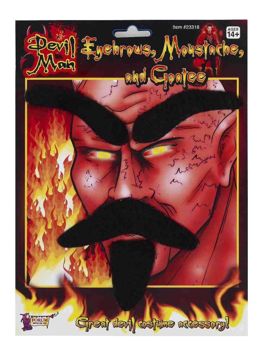 Devil Man Facial Hair Set Eyebrows Mustache and Goatee