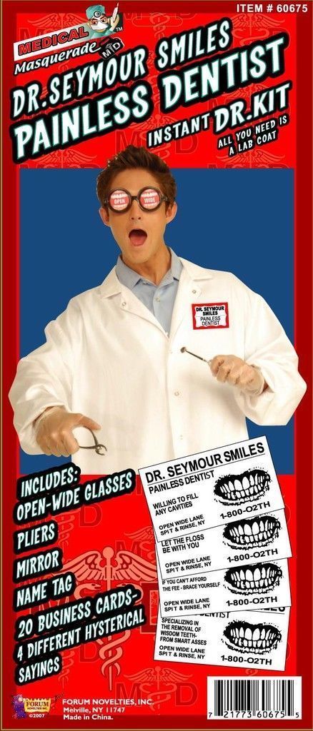 Dr Seymour Smiles Kit Humorous Adult Costume Kit