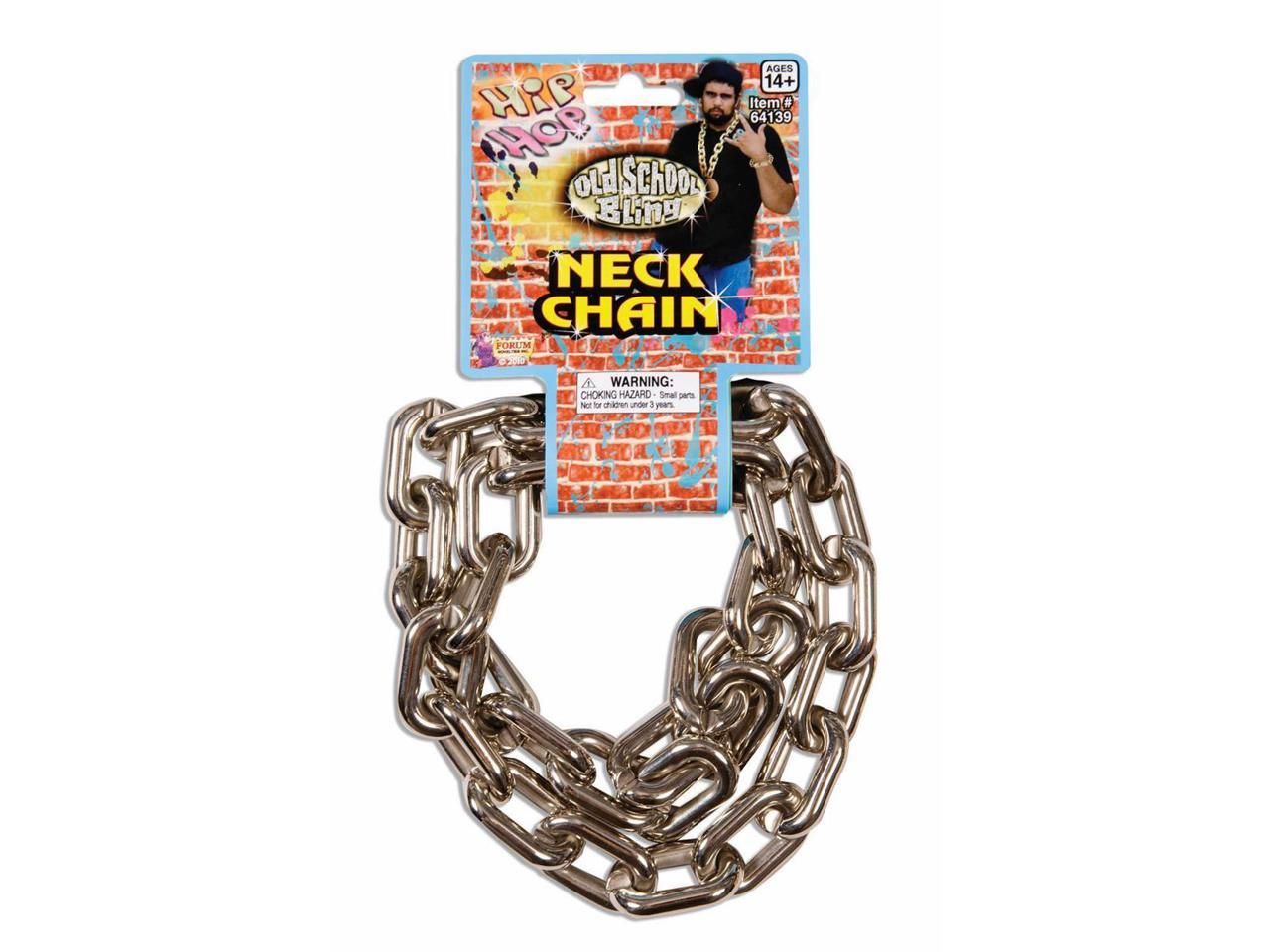 80's Big Silver Neck Chain Necklace Hip Hop Pimp Gangster Accessory