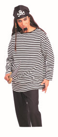 Black and White Striped Long Sleeve Costume Shirt Pirate Clown Prisoner Mime