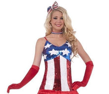 Load image into Gallery viewer, Sexy Patriotic Sparkle July 4th American Flag Sequin Flapper Costume Dress XS/S
