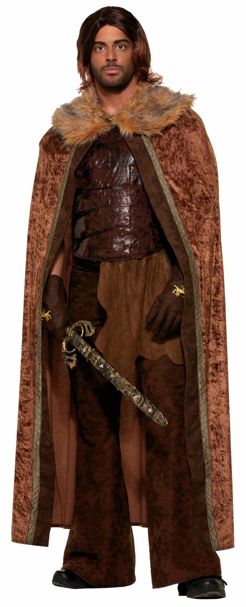 Faux Fur Trimmed Brown Adult Medieval Costume Cape