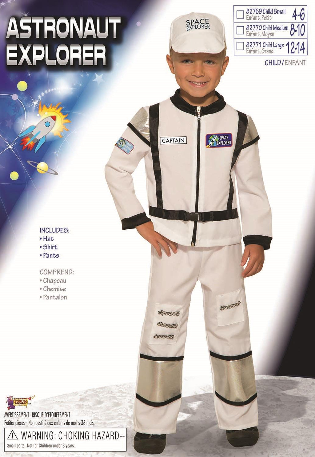 Astronaut Explorer Child White Space Jumpsuit Costume Small 4-6