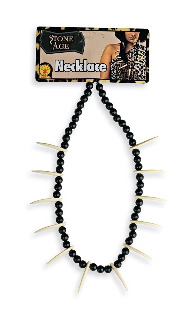 Stone Age Witch Doctor Bone Voodoo Fang Caveman Necklace Costume Jewelry