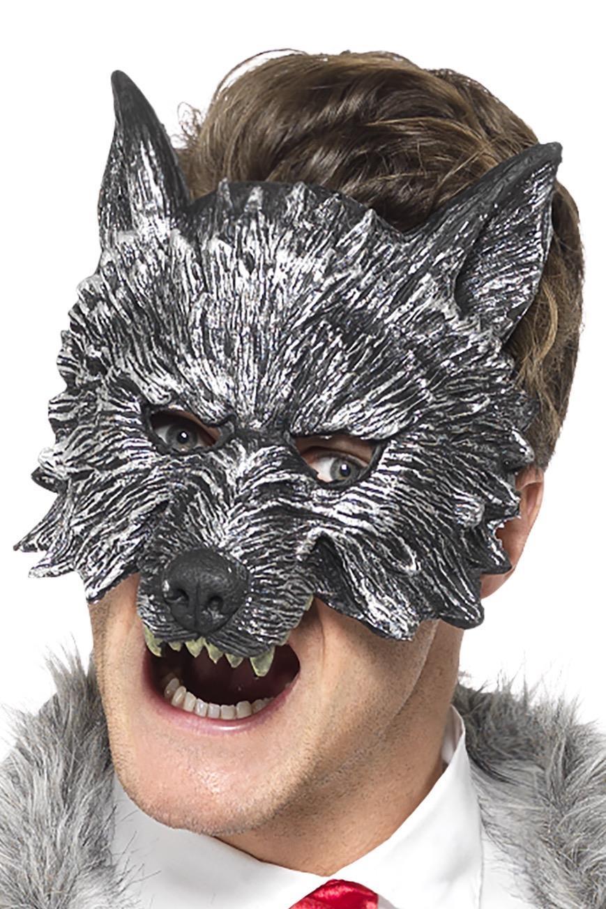 Silver Gray Deluxe Big Bad Wolf Costume Face Mask Adult Size