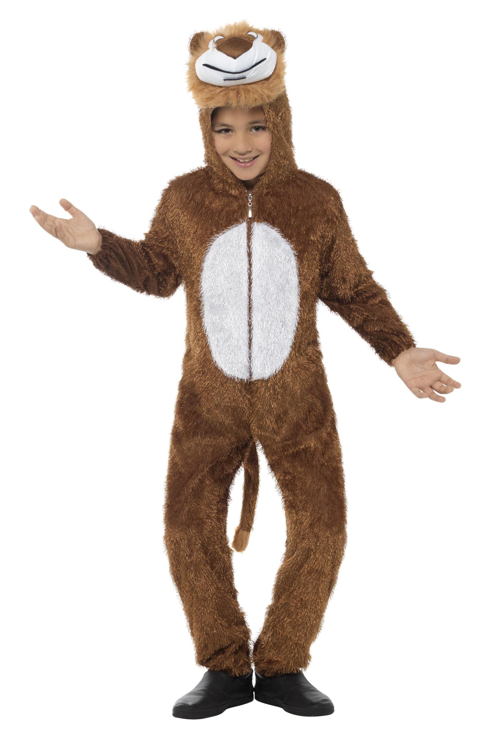 Lion Jumpsuit With Attached Hood Child Jungle Costume Medium