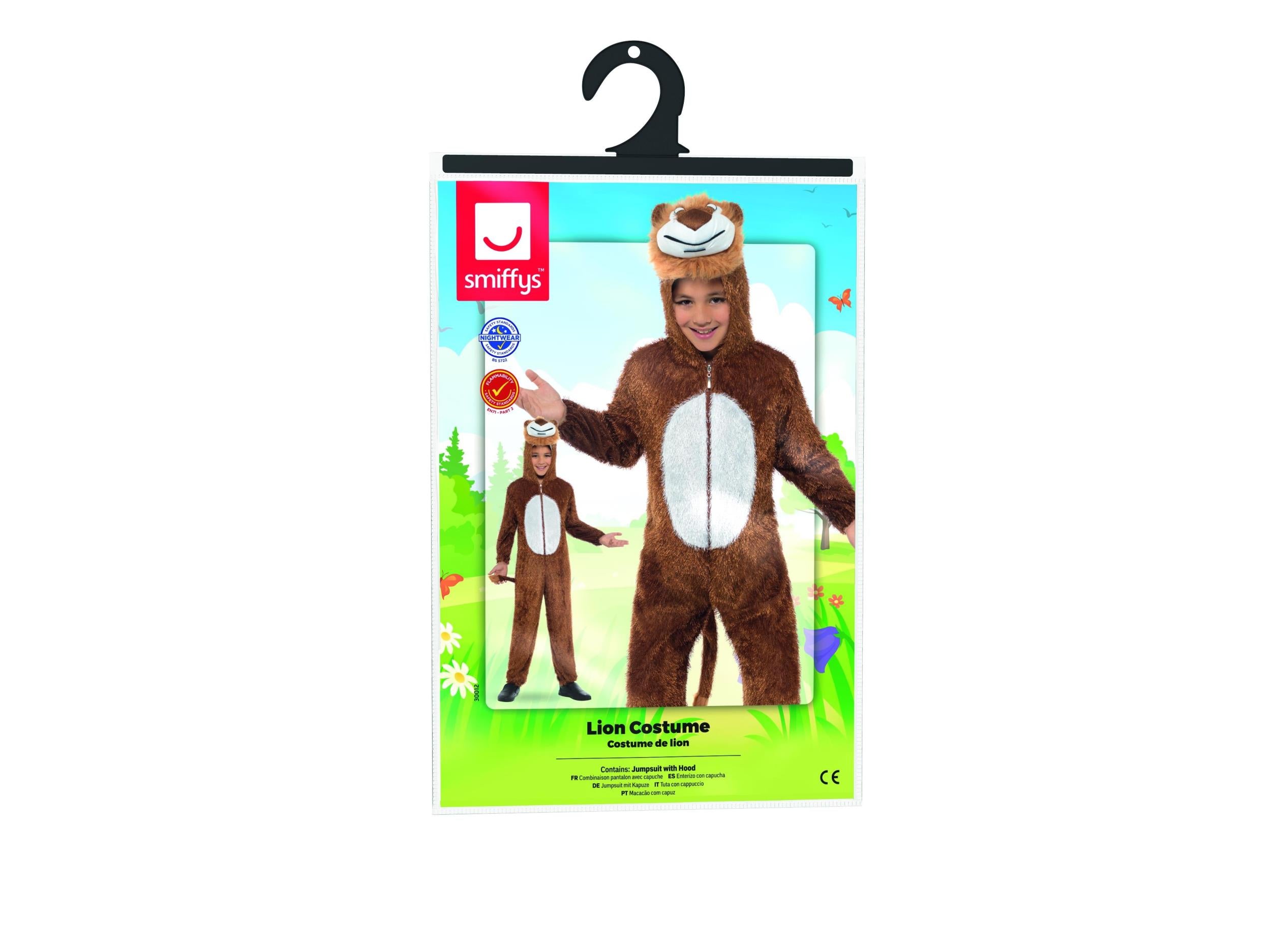 Lion Jumpsuit With Attached Hood Child Jungle Costume Medium