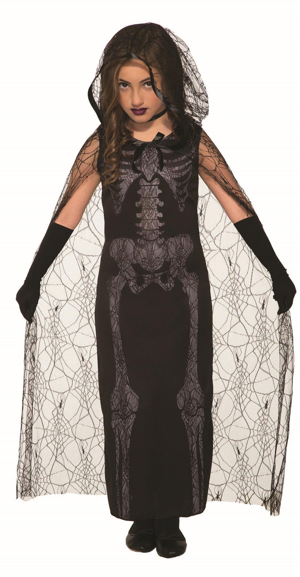 Graveyard Spirit Black Skeleton Dress Child Costume Size Small 4-6