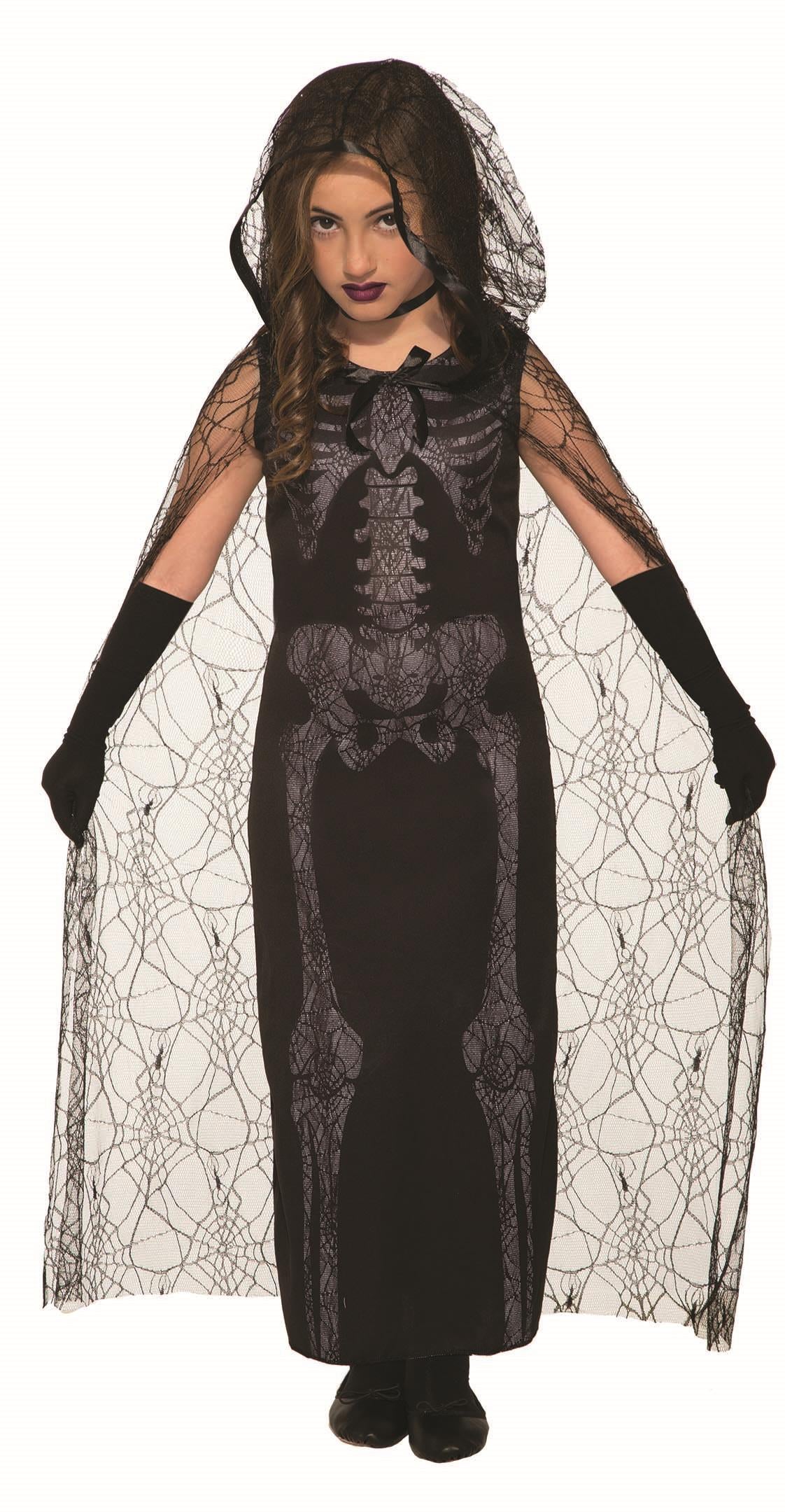 Graveyard Spirit Black Skeleton Dress Child Costume Size Small 4-6