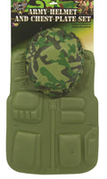 Green Toy Soldier Army Chest Plate and Helmet Set