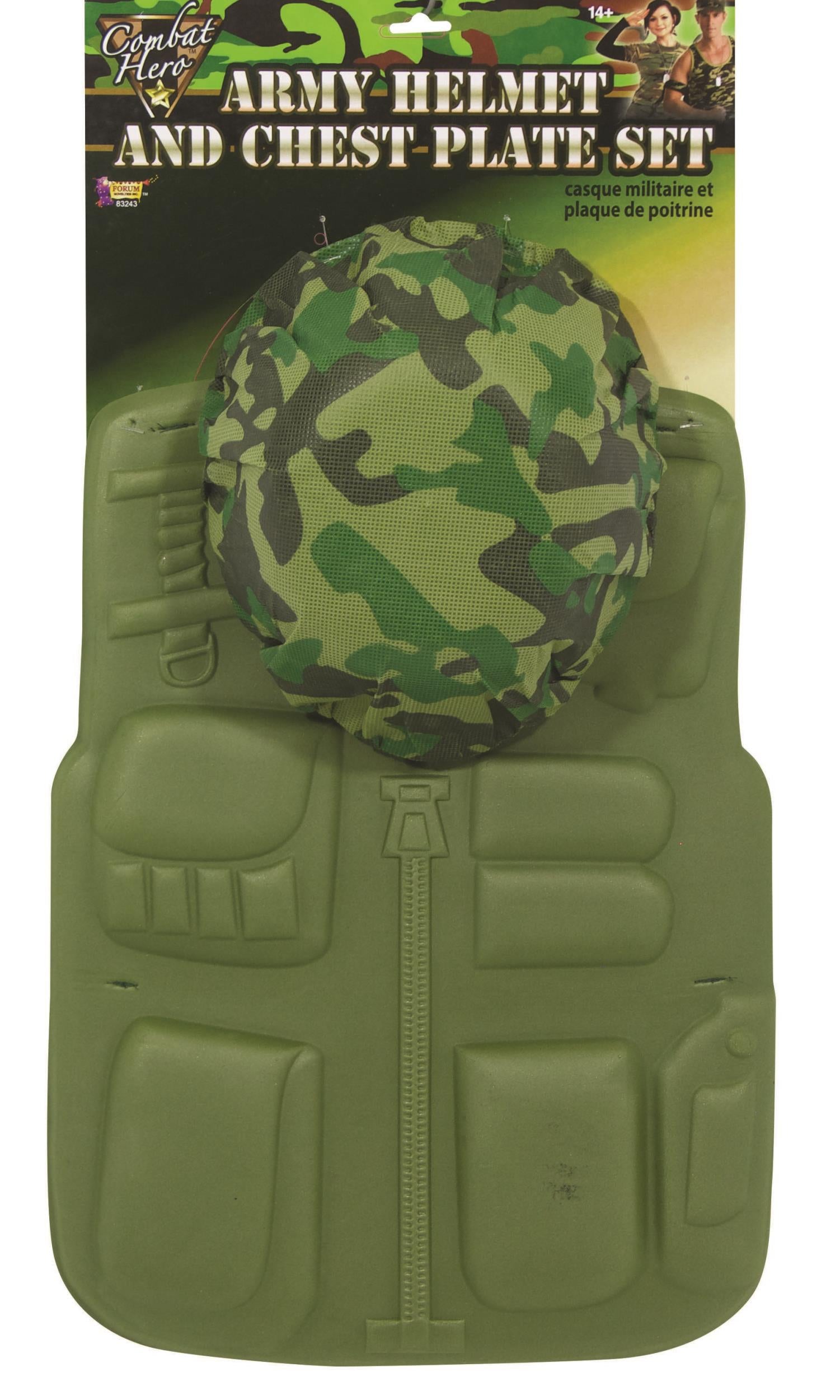 Green Toy Soldier Army Chest Plate and Helmet Set