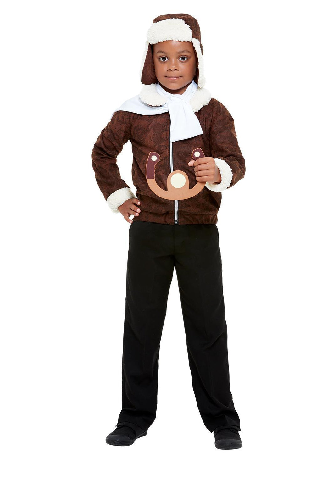 WW1 Child Aviator Pilot Costume Brown Large
